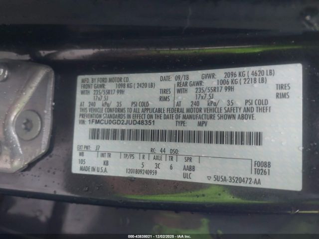 2018 FORD ESCAPE 1FMCU0GD2JUD48351 Photo 8