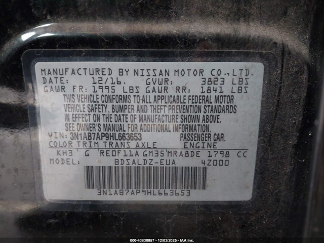 3N1AB7AP9HL663653 Nissan SENTRA SV