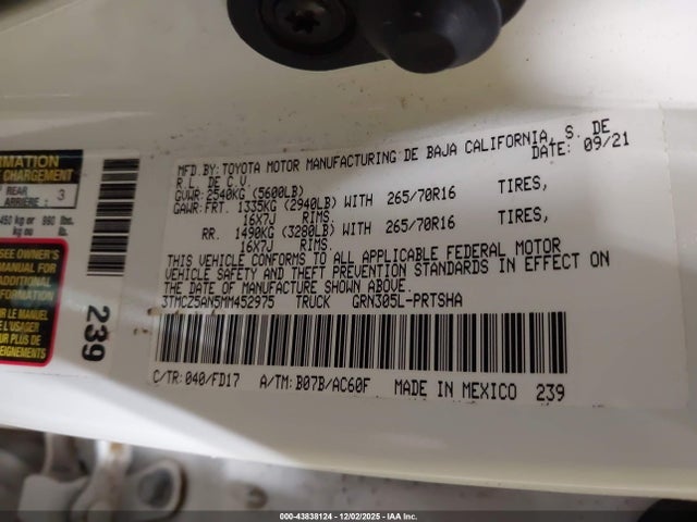 3TMCZ5AN5MM452975 Toyota Tacoma Trd Off-road