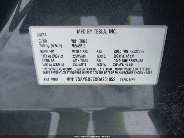 2024 TESLA MODEL Y 7SAYGDEEXRA251052 Photo 8