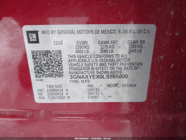 2020 CHEVROLET EQUINOX 3GNAXYEX0LS595800 Photo 8