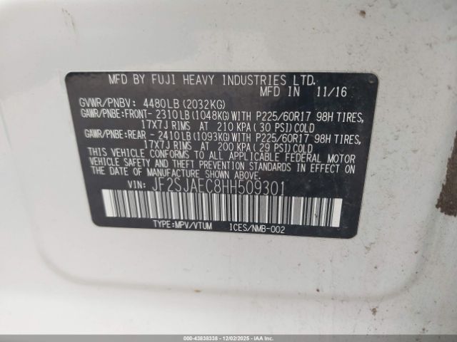 2017 SUBARU FORESTER JF2SJAEC8HH509301 Photo 8
