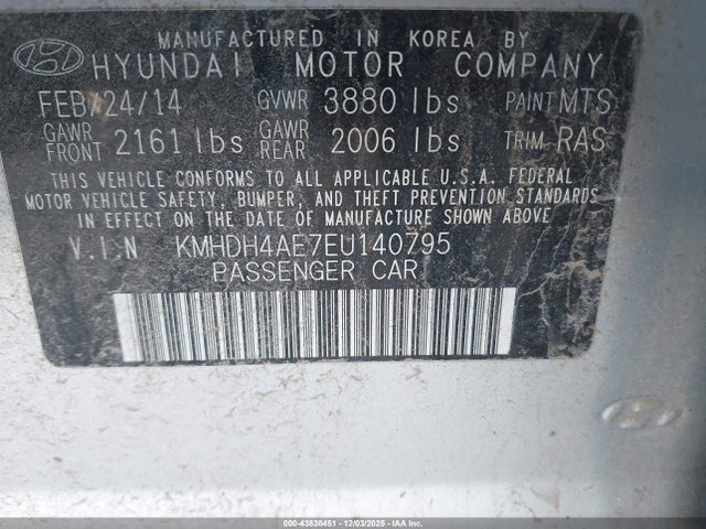Hyundai Elantra Limited 2014 KMHDH4AE7EU140795 Image 9