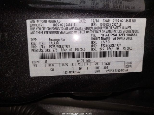 2015 FORD C-MAX HYBRID 1FADP5AU2FL104661 Photo 8