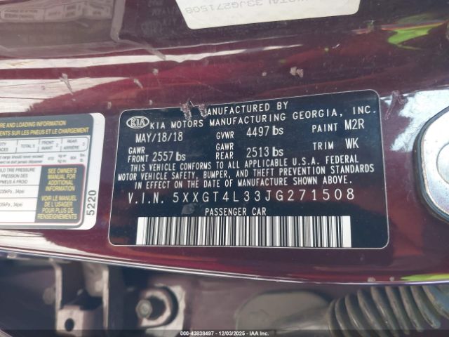 2018 KIA OPTIMA 5XXGT4L33JG271508 Photo 8