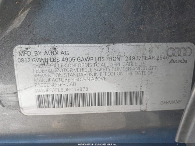 2013 AUDI A4 WAUFFAFL6DN018878 Photo 8