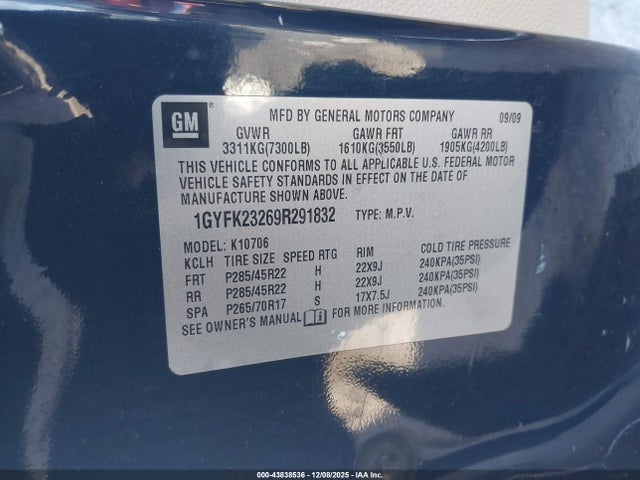 2009 CADILLAC ESCALADE 1GYFK23269R291832 Photo 8