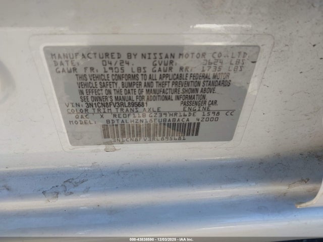 Nissan Versa 1.6 Sr 2024 3N1CN8FV3RL895681 Image 9