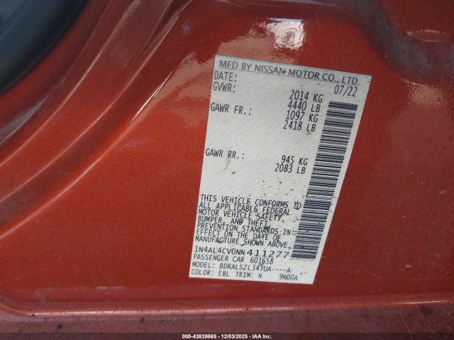 Nissan Altima 2022 1N4AL4CV0NN411277 Image 9