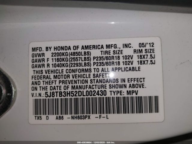 2013 ACURA RDX 5J8TB3H52DL002430 Photo 8