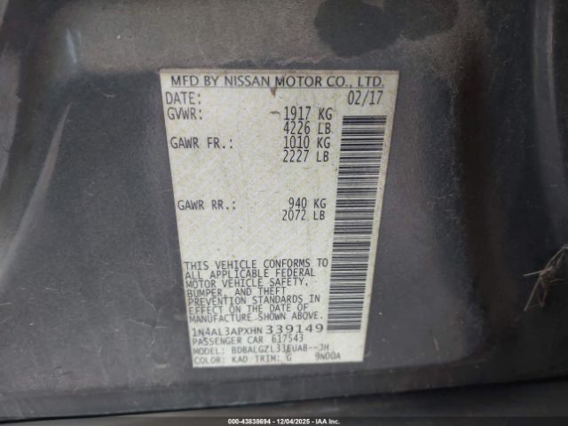 2017 NISSAN ALTIMA 1N4AL3APXHN339149 Photo 8