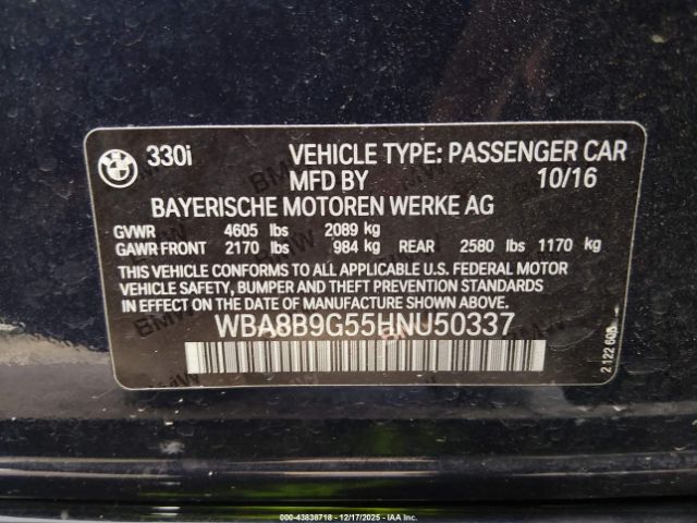 2017 BMW 330I WBA8B9G55HNU50337 Photo 8