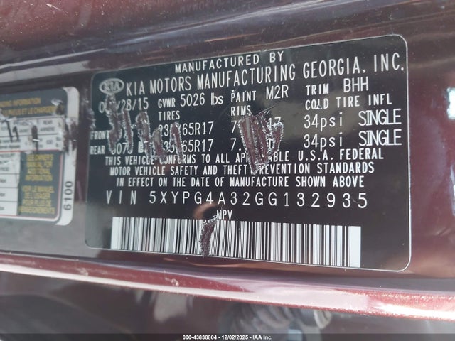 2016 KIA SORENTO 5XYPG4A32GG132935 Photo 8