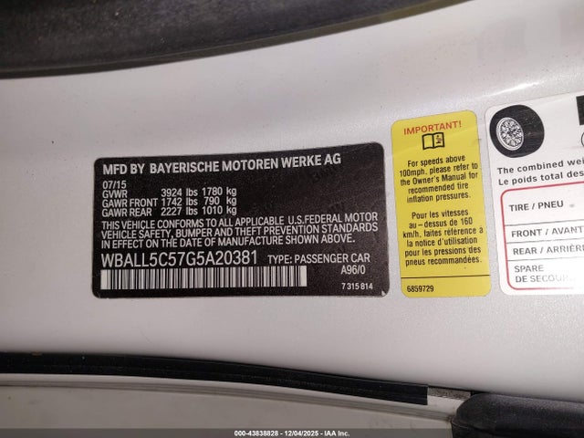 Продаж на аукціоні авто 2016 Bmw Z4 Sdrive28i, vin: WBALL5C57G5A20381, номер лоту: 43838828