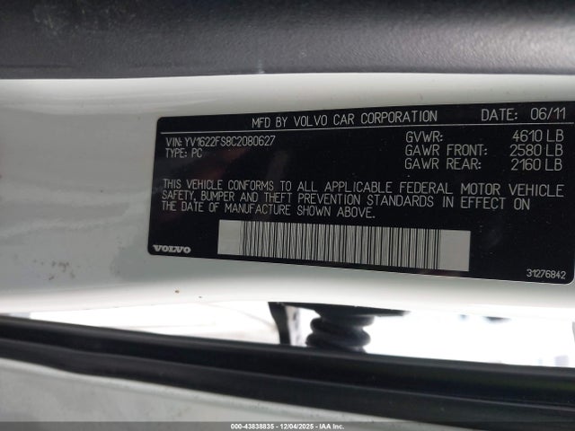 2012 VOLVO S60 YV1622FS8C2080627 Photo 8