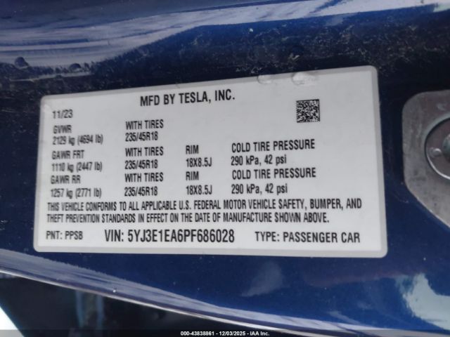 2023 TESLA MODEL 3 5YJ3E1EA6PF686028 Photo 8