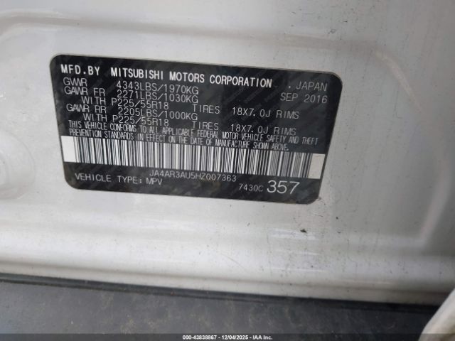 2017 MITSUBISHI OUTLANDER SPORT JA4AR3AU5HZ007363 Photo 8