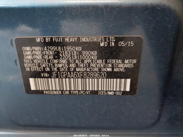 Subaru Impreza 2.0i 2015 JF1GPAA6XF8289620 Image 9