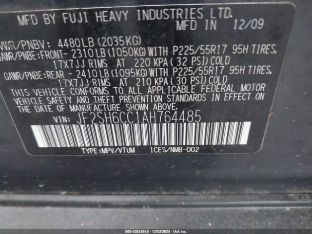2010 SUBARU FORESTER JF2SH6CC1AH764485 Photo 8