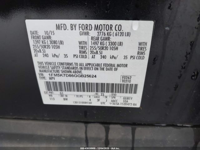 2016 FORD EXPLORER 1FM5K7D86GGB25624 Photo 8