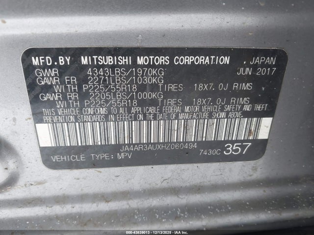 2017 MITSUBISHI OUTLANDER SPORT JA4AR3AUXHZ060494 Photo 8