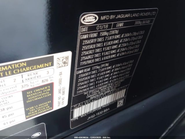 2018 LAND ROVER RANGE ROVER SPORT SALWG2RV0JA698727 Photo 8