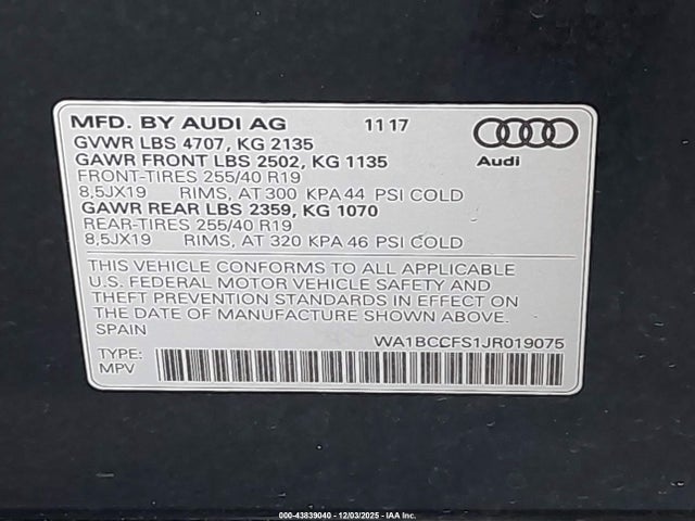2018 AUDI Q3 WA1BCCFS1JR019075 Photo 8
