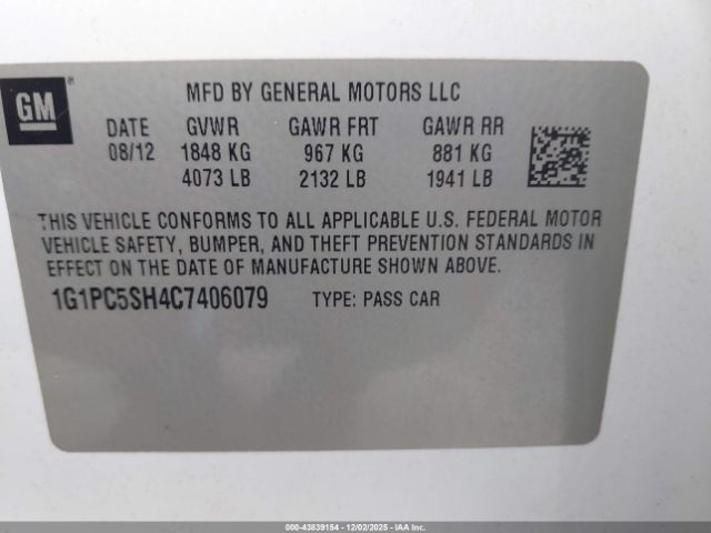 2012 CHEVROLET CRUZE 1G1PC5SH4C7406079 Photo 8