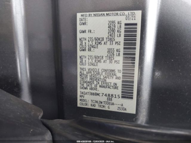 2021 NISSAN ROGUE 5N1AT3BB8MC748815 Photo 8