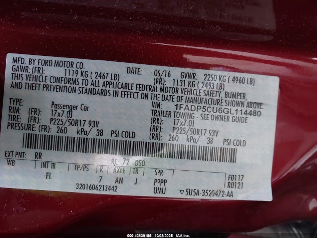 1FADP5CU6GL114480 Ford C-max Energi Sel