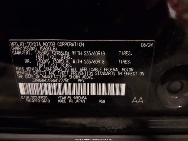 2024 TOYOTA BZ4X JTMABACA5RA072750 Photo 8