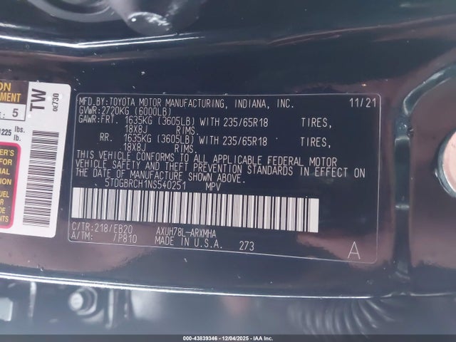 2022 TOYOTA HIGHLANDER 5TDGBRCH1NS540251 Photo 8