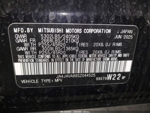 2025 MITSUBISHI OUTLANDER JA4J4VA88SZ044525 Photo 8