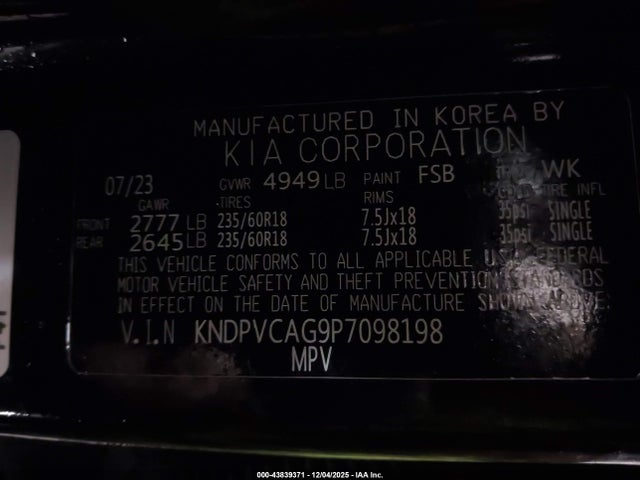 KNDPVCAG9P7098198 KIA Sportage Hybrid Ex