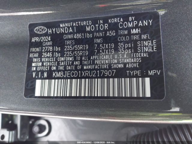 2024 HYUNDAI TUCSON HYBRID KM8JECD1XRU217907 Photo 8