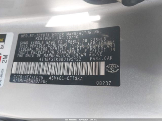 2011 TOYOTA CAMRY 4T1BF3EK6BU195192 Photo 8