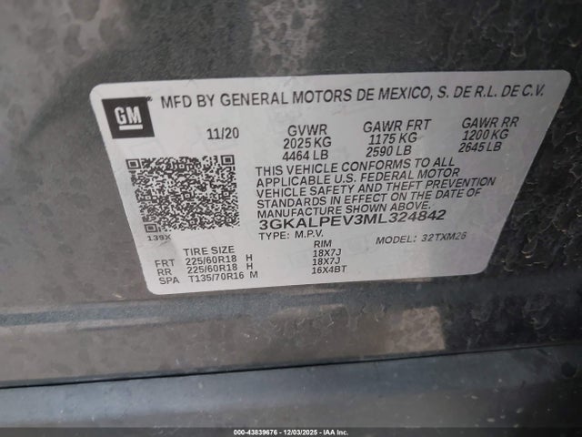 43839676 :رقم المزاد ، 3GKALPEV3ML324842 vin ، 2021 Gmc Terrain Fwd Slt مزاد بيع