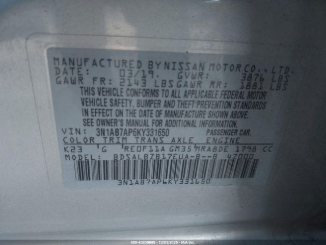 2019 NISSAN SENTRA 3N1AB7AP6KY331650 Photo 8