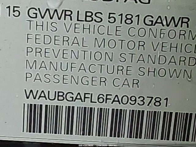 2015 AUDI S4 WAUBGAFL6FA093781 Photo 8