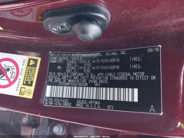 2016 TOYOTA HIGHLANDER 5TDZKRFH2GS180088 Photo 8