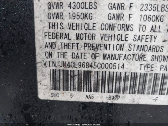 2005 ACURA TSX JH4CL96845C000514 Photo 8