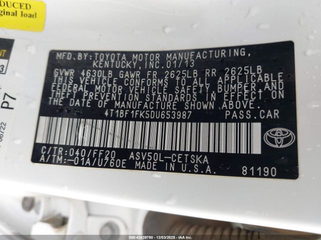 2013 TOYOTA CAMRY 4T1BF1FK5DU653987 Photo 8