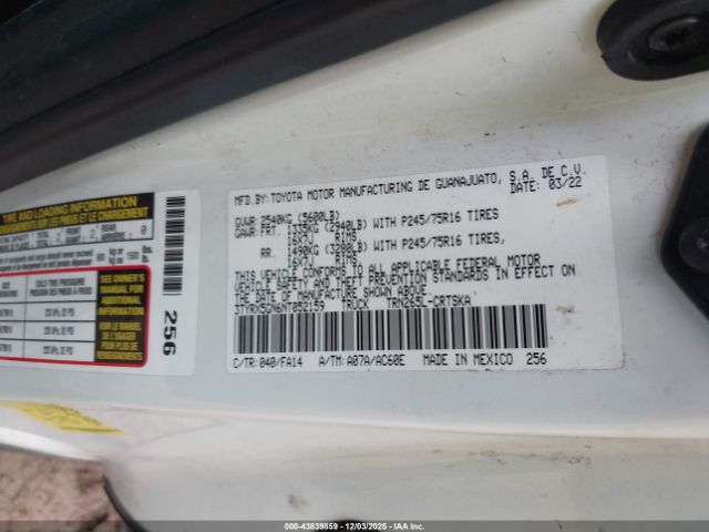 2022 TOYOTA TACOMA 3TYRX5GN6NT052159 Photo 8