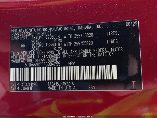 Toyota Grand Highlander Platinum 2025 5TDAAAB55SS094795 Image 9