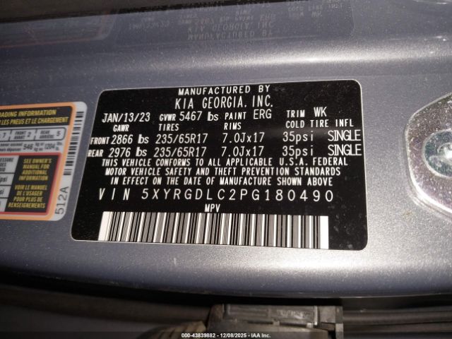 2023 KIA SORENTO 5XYRGDLC2PG180490 Photo 8