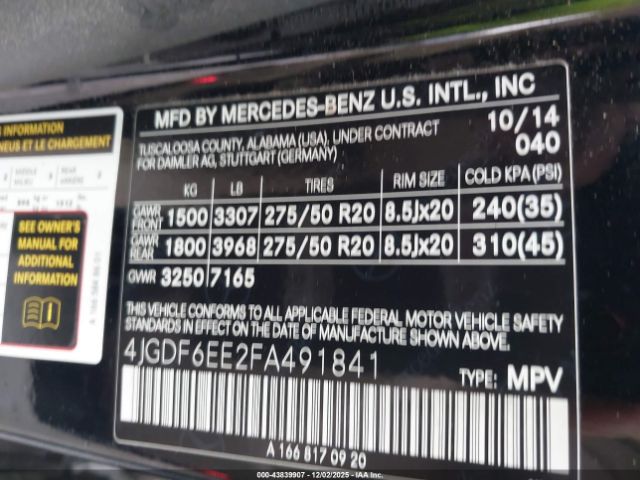 2015 MERCEDES-BENZ GL 450 4JGDF6EE2FA491841 Photo 8