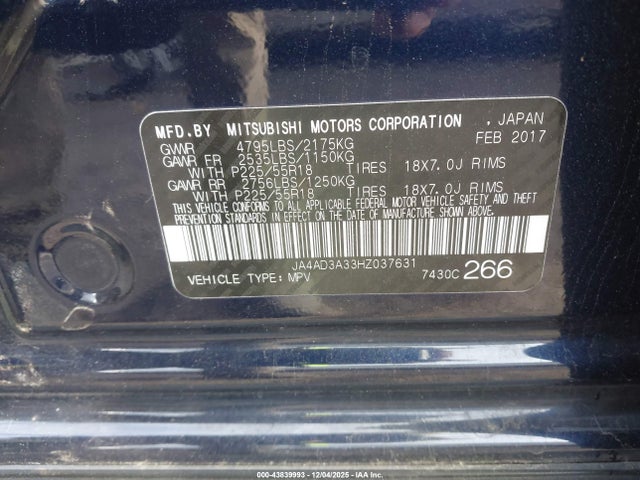 2017 MITSUBISHI OUTLANDER JA4AD3A33HZ037631 Photo 8