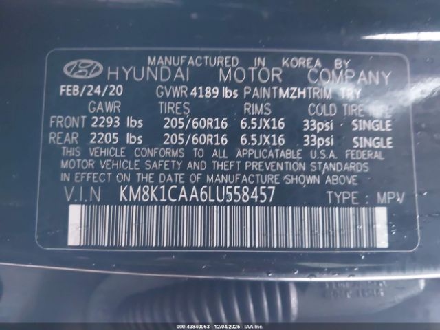 2020 HYUNDAI KONA KM8K1CAA6LU558457 Photo 8