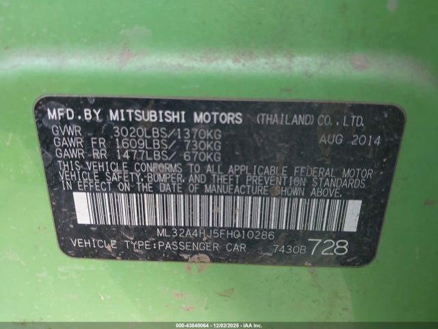 2015 MITSUBISHI MIRAGE ML32A4HJ5FH010286 Photo 8