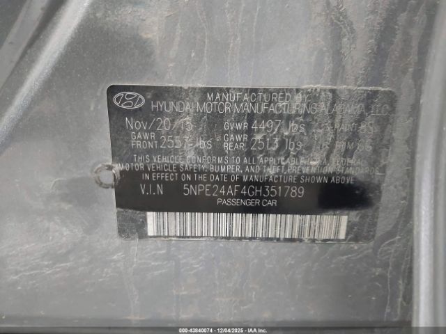 2016 HYUNDAI SONATA 5NPE24AF4GH351789 Photo 8